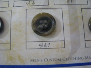 Bespoke suite button made of horn 
