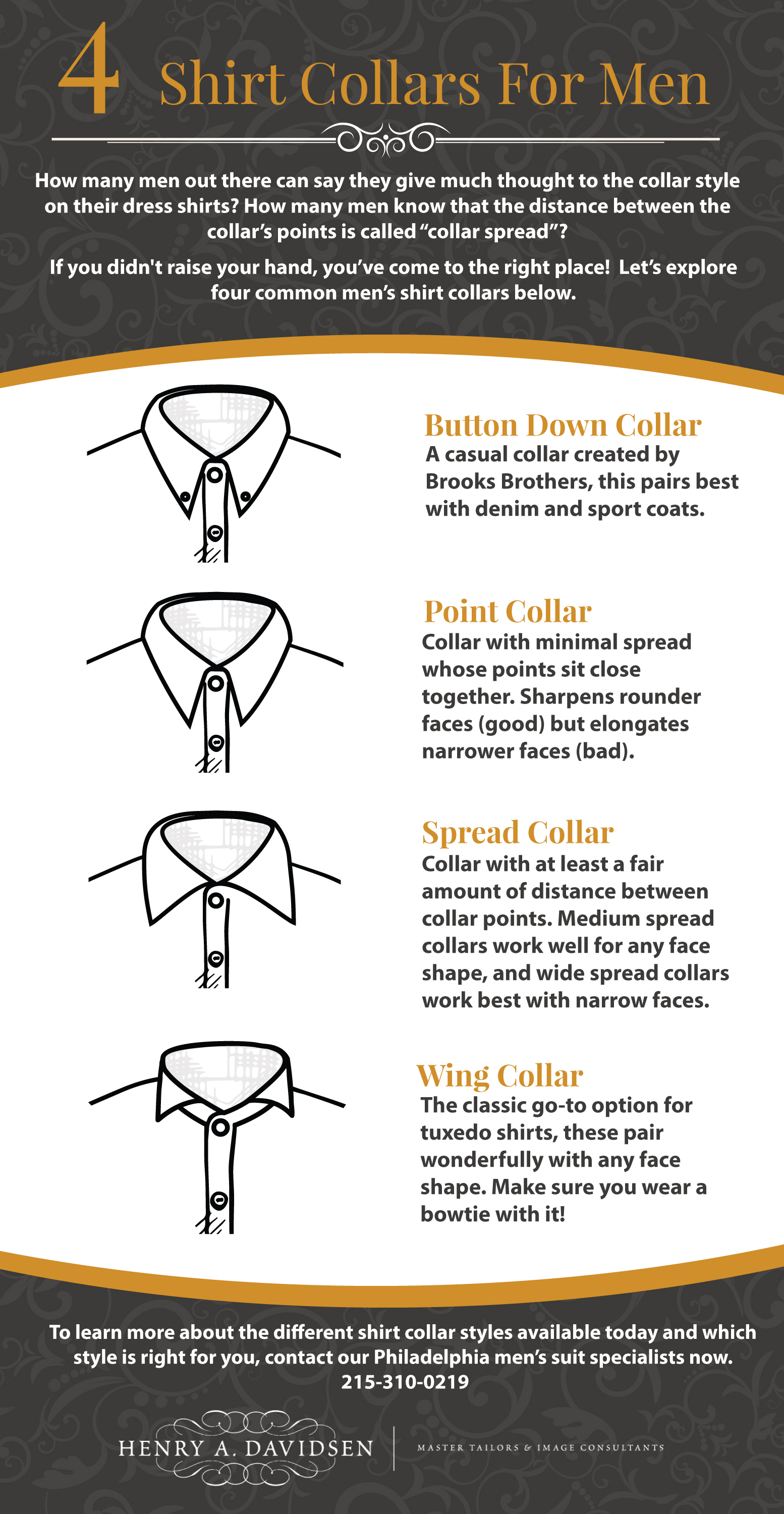 4 Shirt Collars For Men - Henry A Davidsen