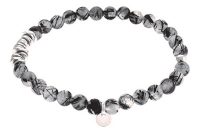 grey and cream men's beaded bracelet