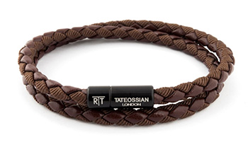 brown leather luxury mens bracelet
