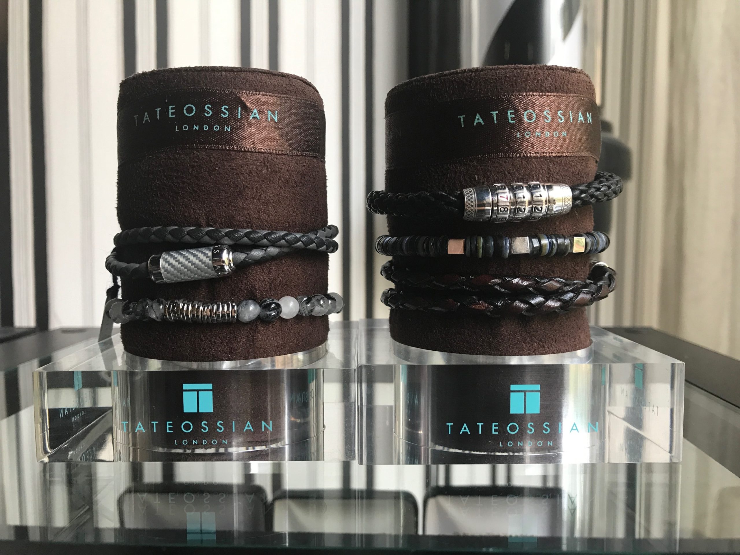 mens bracelets in display case