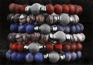 multiple bracelets stacked on one another