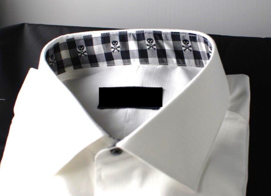 custom mens shirt with skull crossbones collar