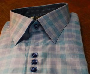 custom plaid mens shirt with triple stacked buttons