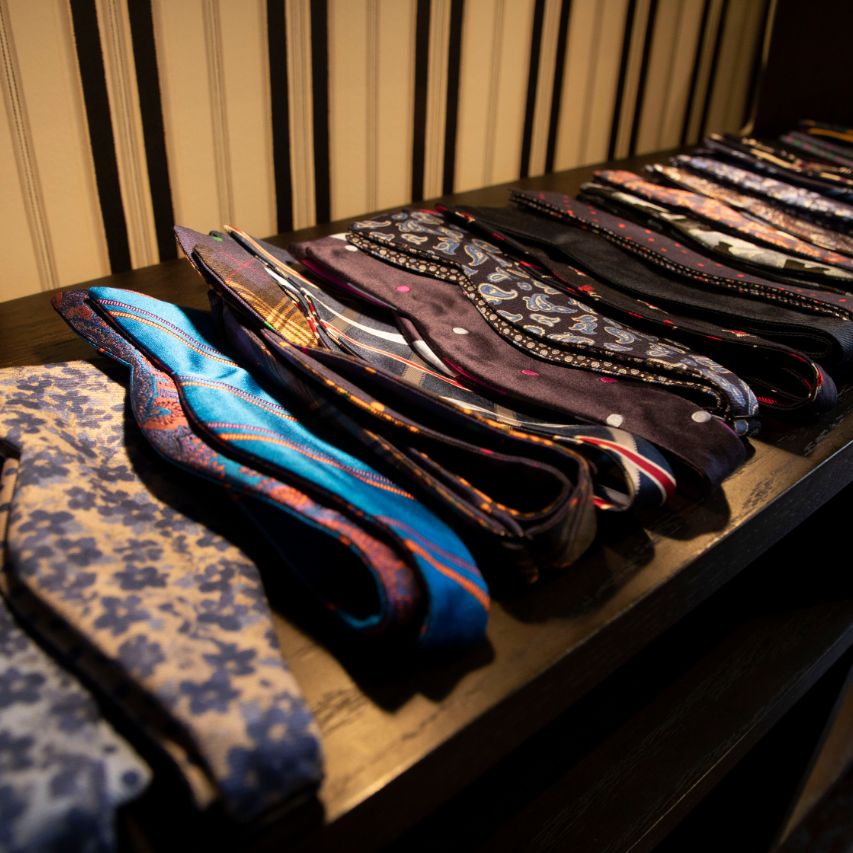 luxry bow ties on display in store