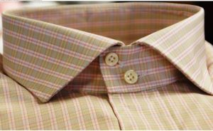 plaid custom mens shirt with double collar buttons