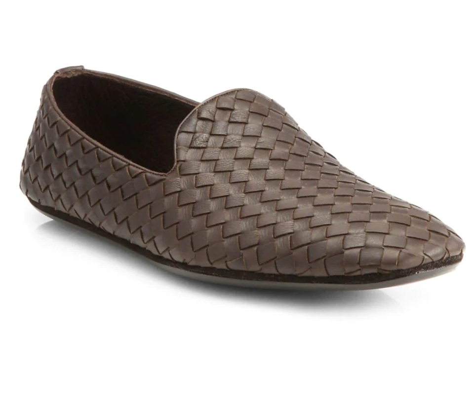 mens woven leather house shoe