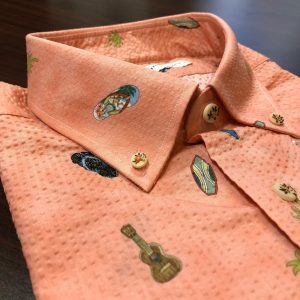 orange seersucker custom shummer shirt