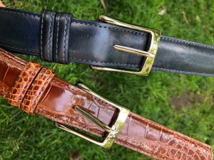 blue and brown mens custom belts
