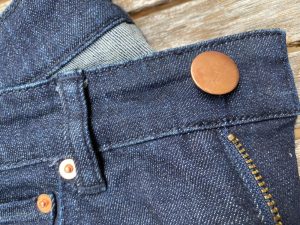 copper button and rivets custom jeans