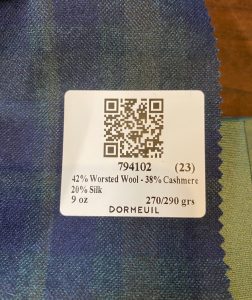 label on wool cashmere blend cloth