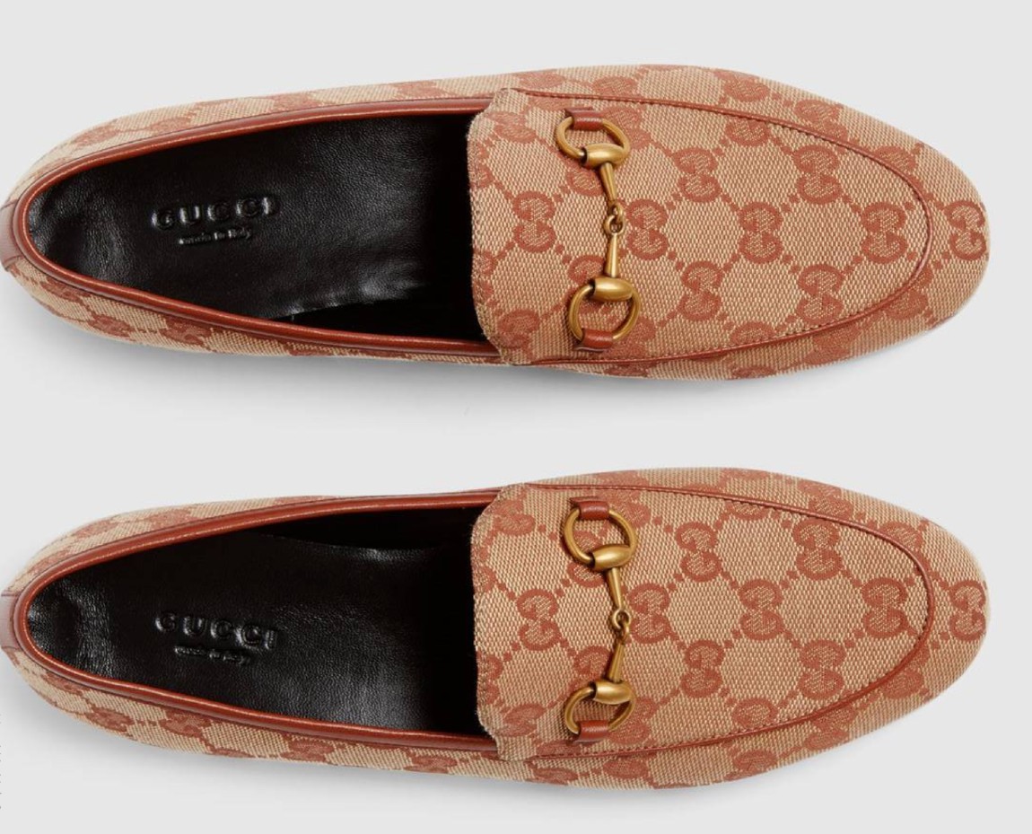branded gucci canvas loafers