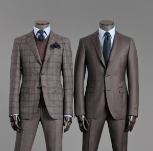 mannequins wearing brown solid and plaid jackets
