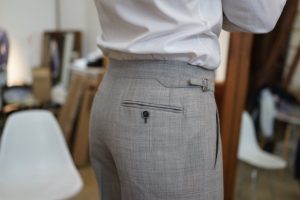 custom pants with english side straps