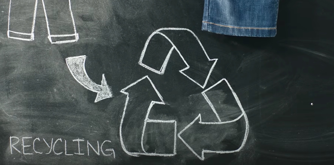 chalkboard with recycling symbol