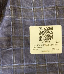 QR code on back of fabric swatch