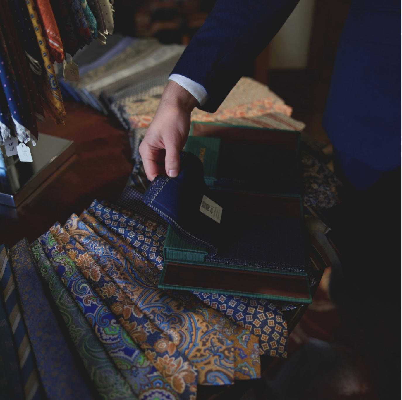 Fabric swatches and ties
